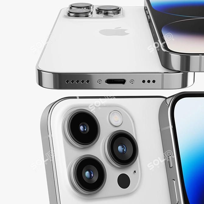 iPhone 14 Pro Silver Render Model 3D model image 2