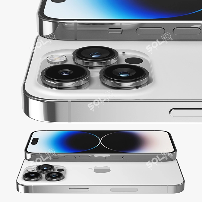 iPhone 14 Pro Silver Render Model 3D model image 4