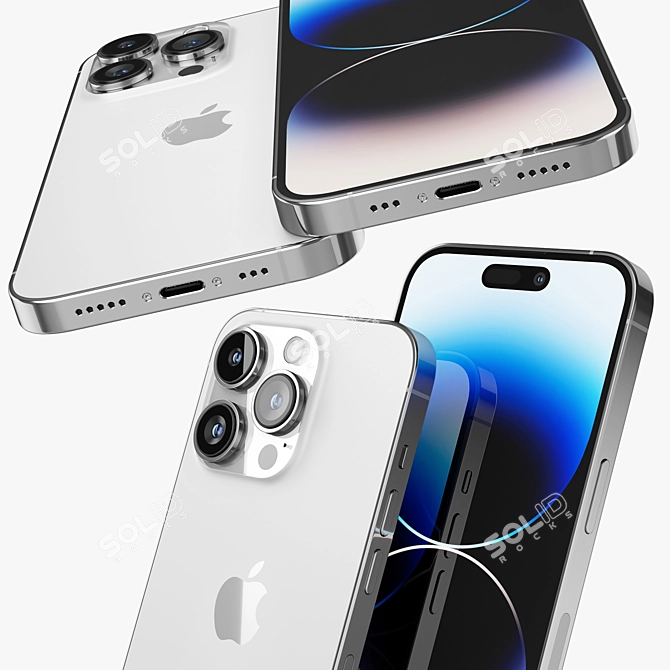 iPhone 14 Pro Silver Render Model 3D model image 5