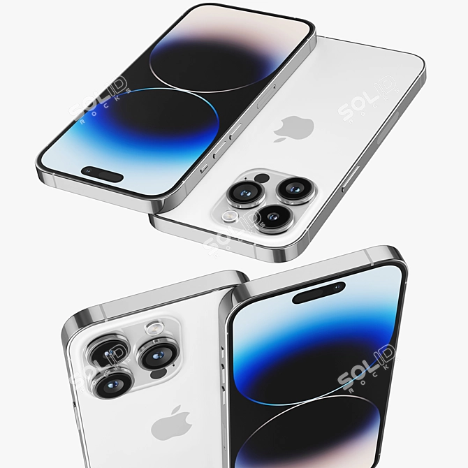 iPhone 14 Pro Silver Render Model 3D model image 6