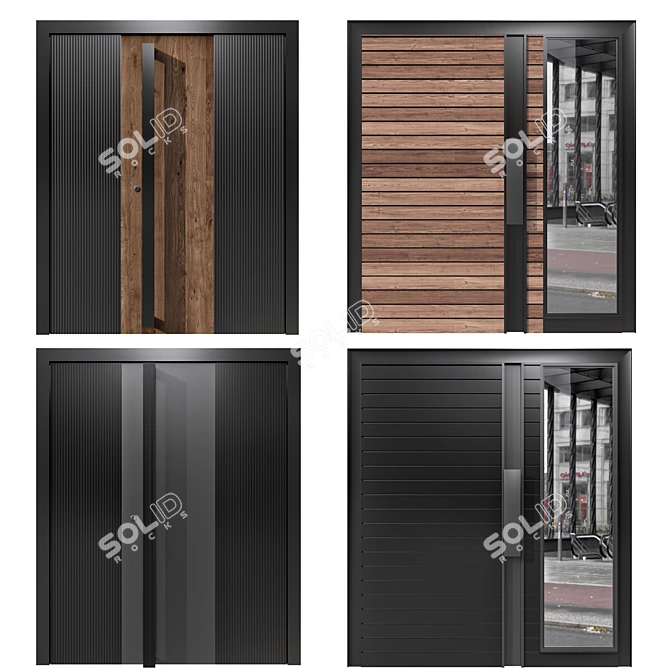 Multi-Style Entrance Door Set 3D model image 1