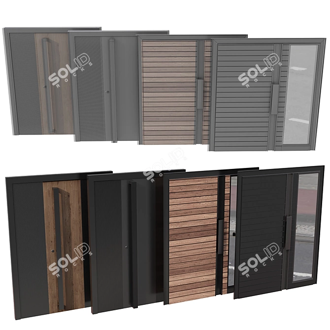 Multi-Style Entrance Door Set 3D model image 7