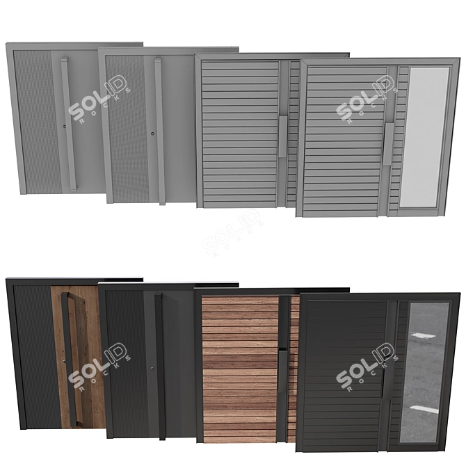 Multi-Style Entrance Door Set 3D model image 8