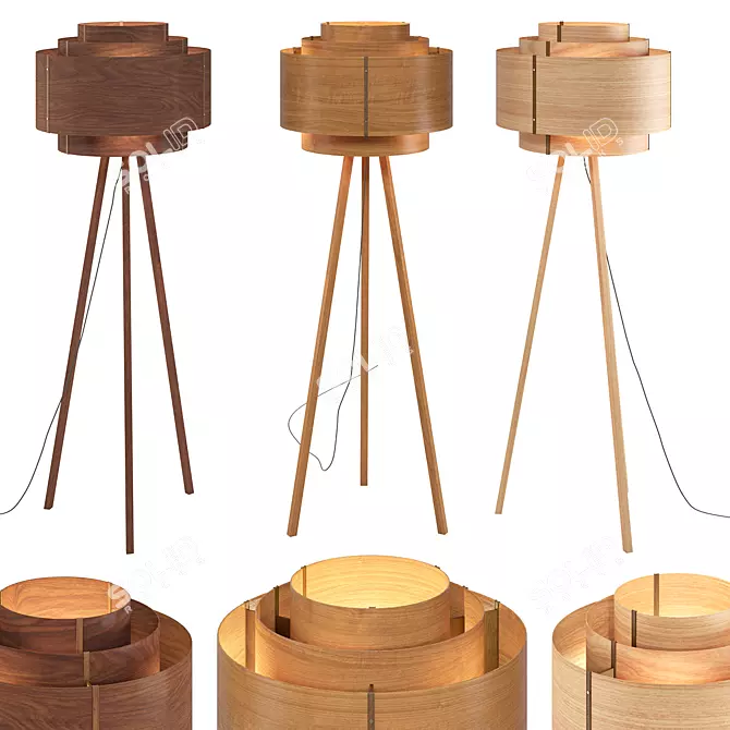 Sleek Drum Floor Lamp 3D model image 1