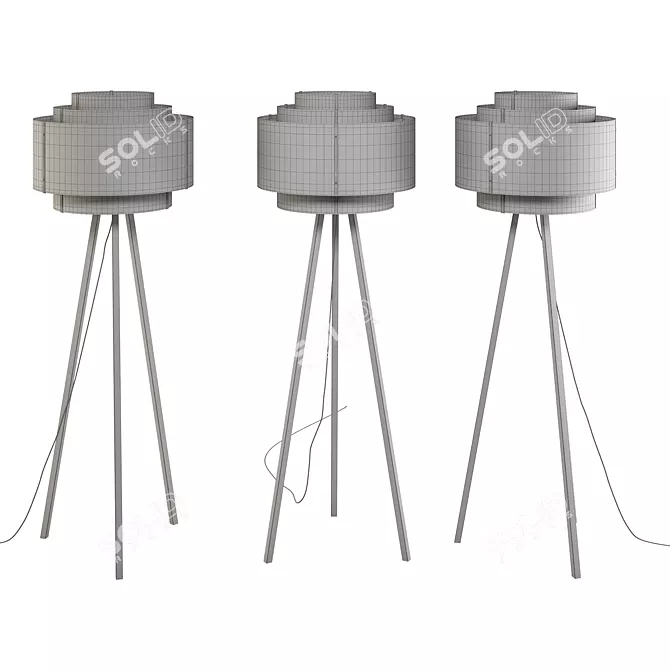 Sleek Drum Floor Lamp 3D model image 5