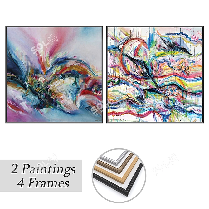 Artwork Set with Varied Frames 3D model image 1