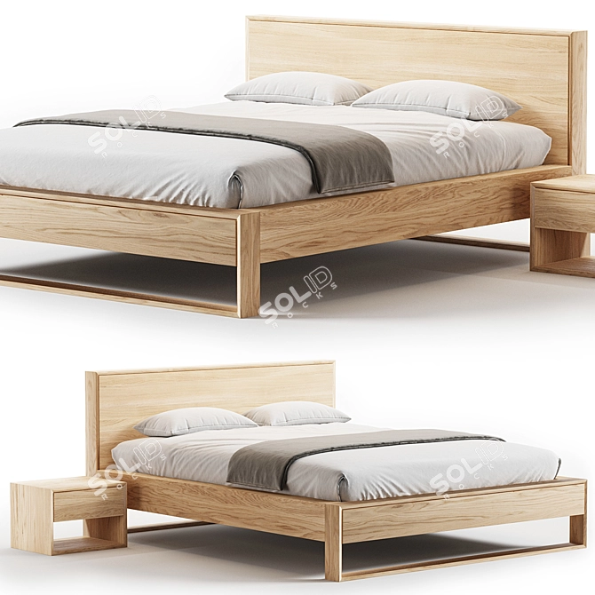 Hoyne Oak King Bed 2017 3D model image 1
