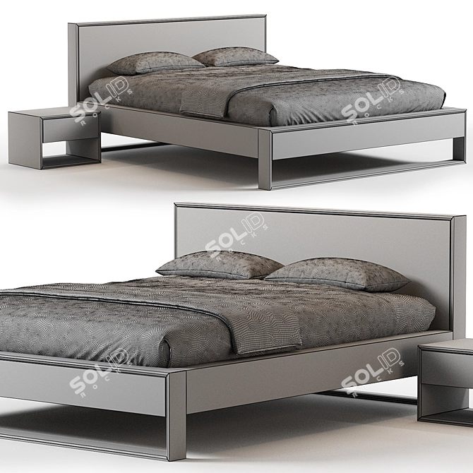 Hoyne Oak King Bed 2017 3D model image 2