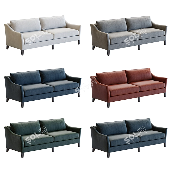 Modern Fabric Keely Sofa 3D Model 3D model image 2