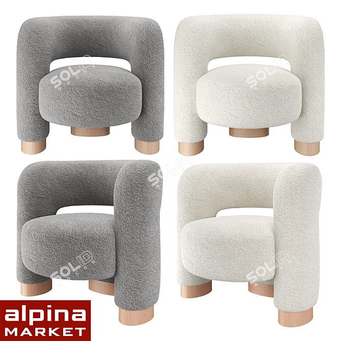 Soft Wool Chair Pecola 3D model image 2