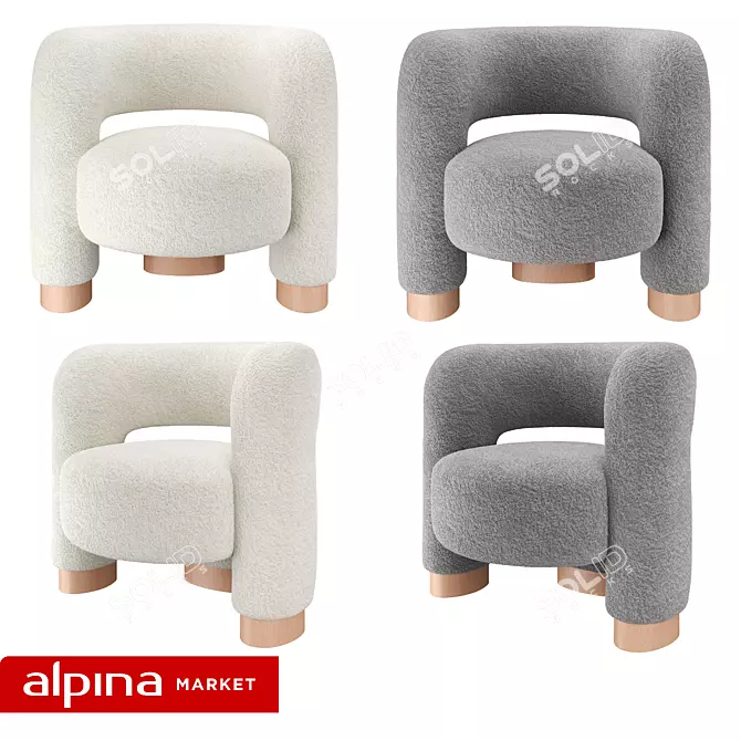 Soft Wool Chair Pecola 3D model image 10