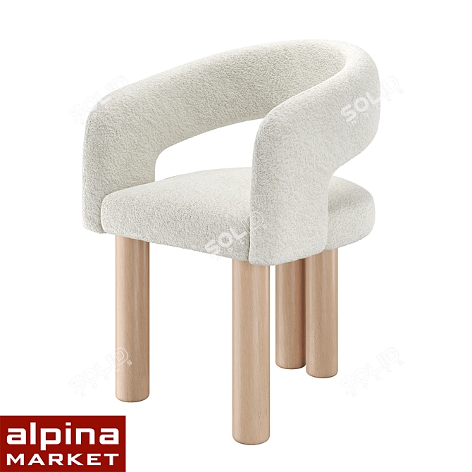 Pecola Soft Chair Fox Fur 3D model image 1