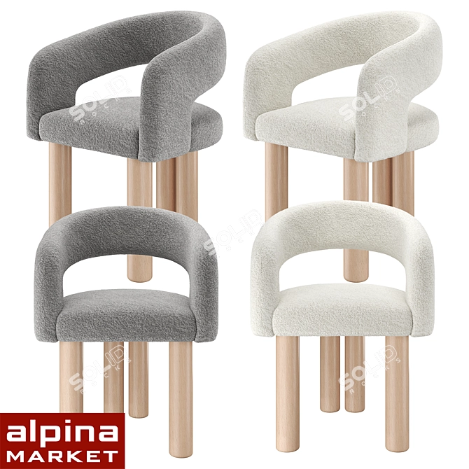 Pecola Soft Chair Fox Fur 3D model image 2