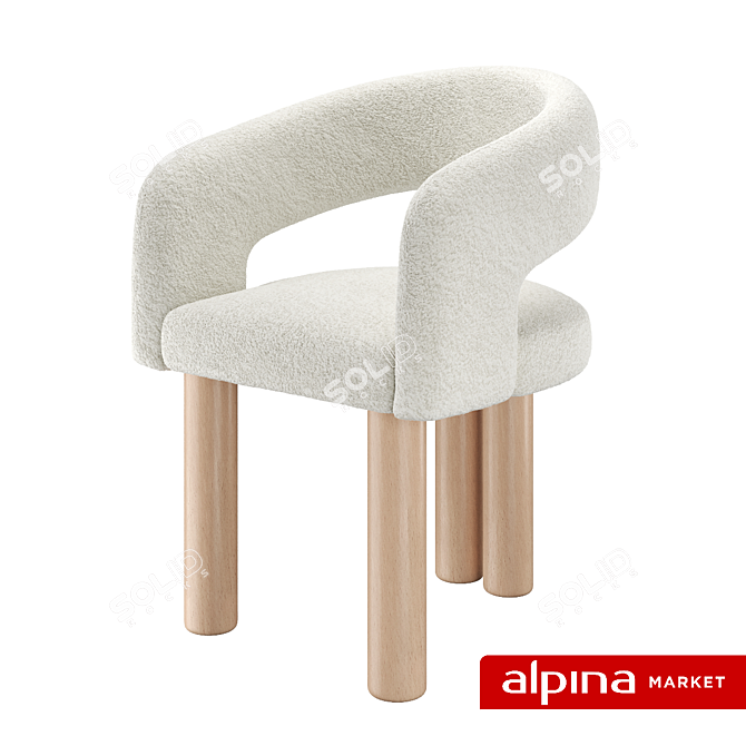 Pecola Soft Chair Fox Fur 3D model image 5