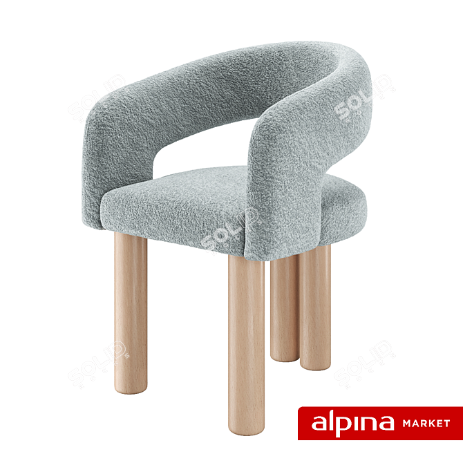 Pecola Soft Chair Fox Fur 3D model image 6