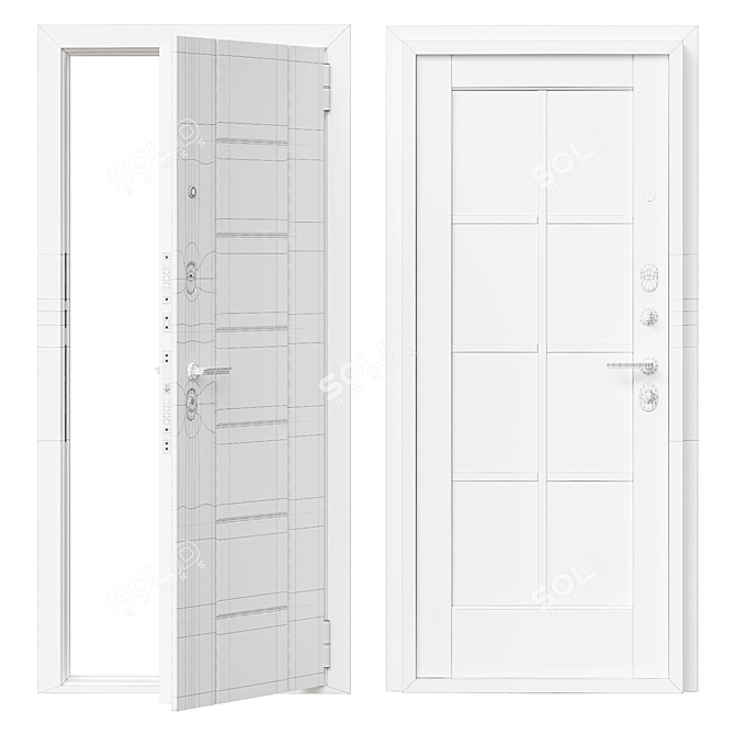 Bravo 20 Metal Entrance Door 3D model image 4