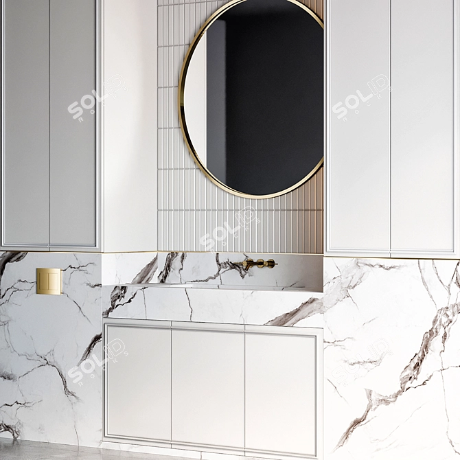 Modern Bathroom Furniture Set with Gessi Faucet 3D model image 3