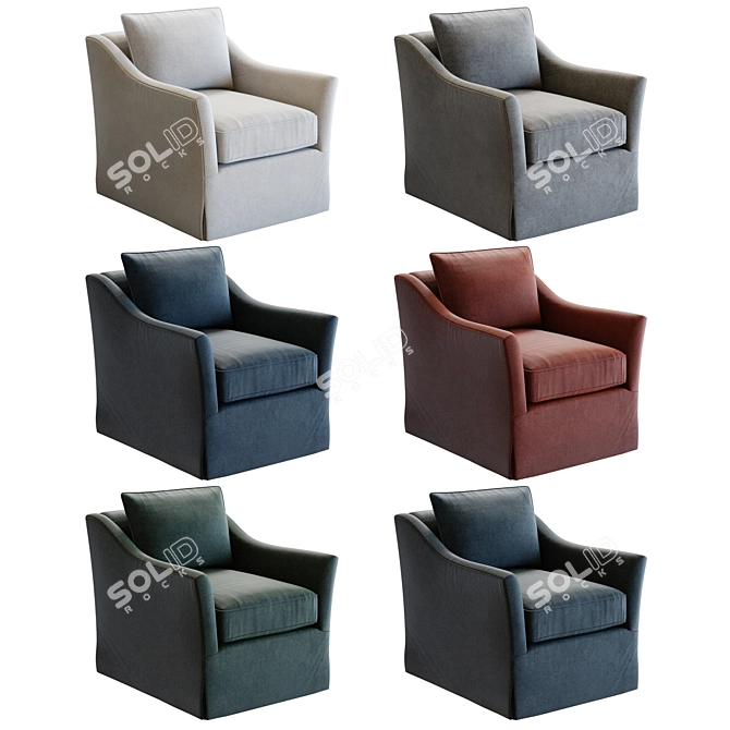 Premium Keely Slipcovered Armchair 3D Model 3D model image 2