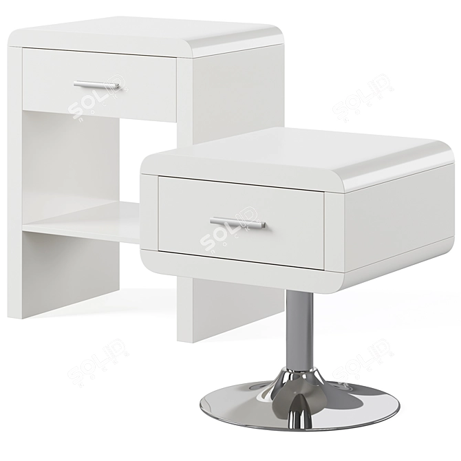 Sleek Bedside Table Set 3D model image 1