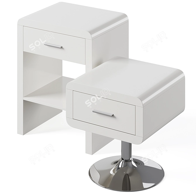 Sleek Bedside Table Set 3D model image 4