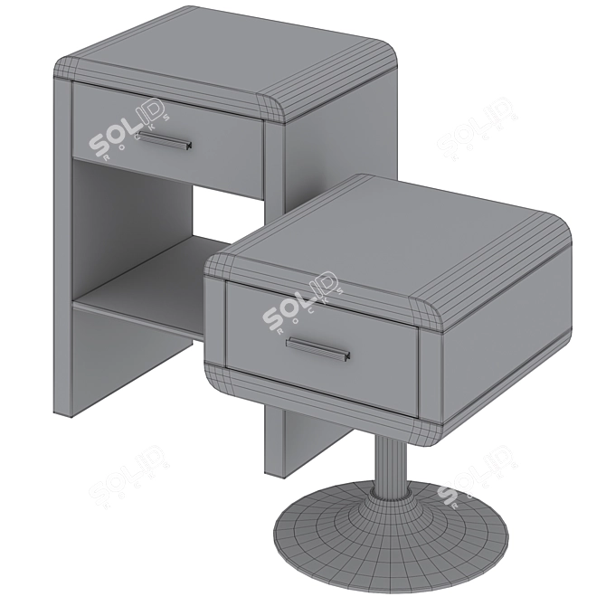 Sleek Bedside Table Set 3D model image 5