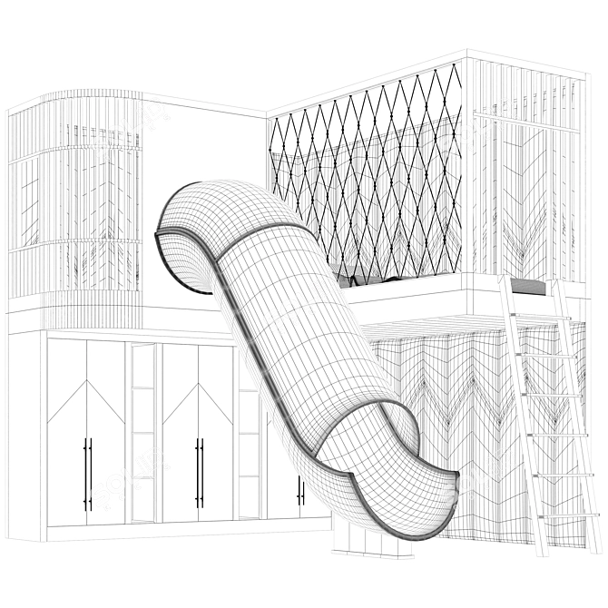 Modern Children Furniture Set 04 3D model image 5