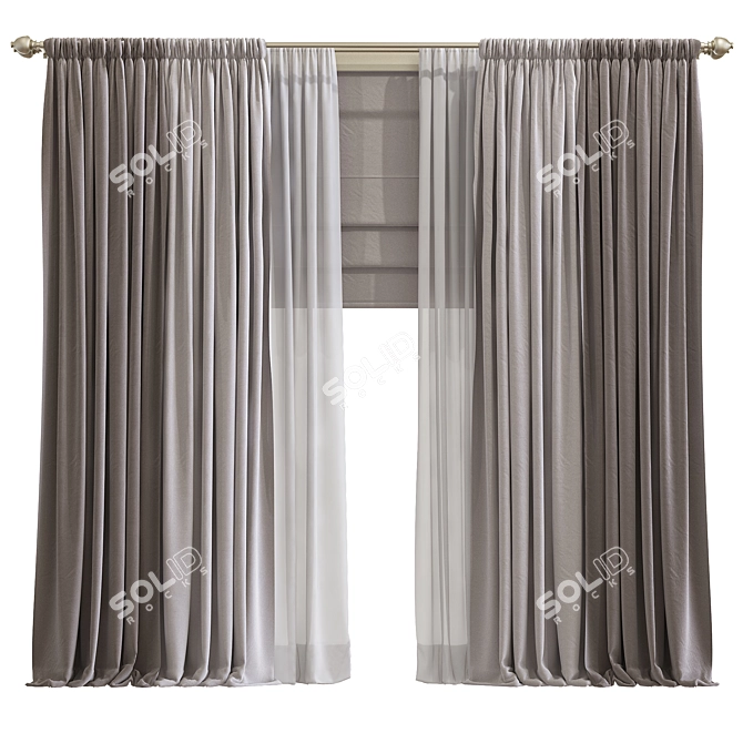 Meshed Curtain №191 3D model image 1