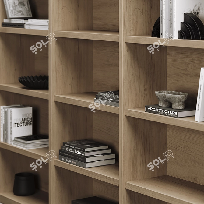 Modular Bookcase with UV Mapping 3D model image 3