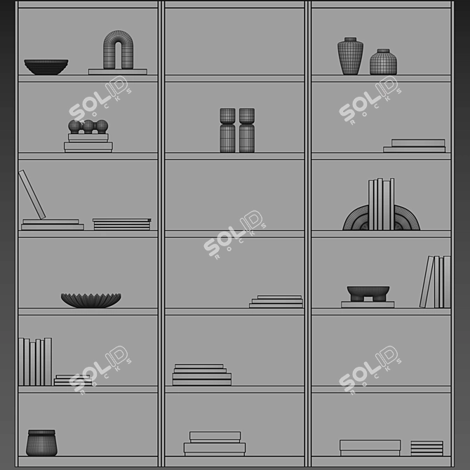 Modular Bookcase with UV Mapping 3D model image 4