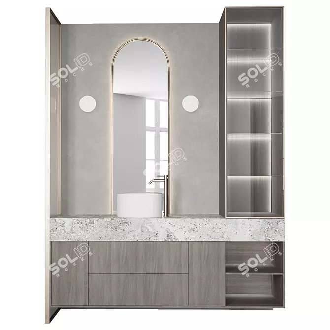 Modern Bathroom Furniture Set 3D model image 1