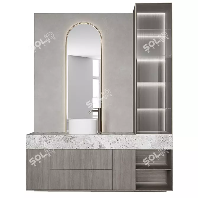 Modern Bathroom Furniture Set 3D model image 4