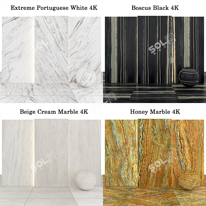  Marbled Collection Textures Bundle 3D model image 2