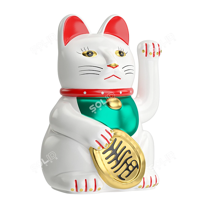 Japanese Lucky Cat Figurine 3D model image 1