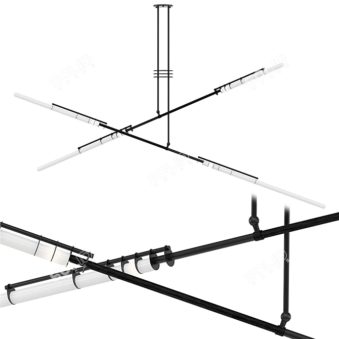 Double Flame Pendant Light 3D model image 1