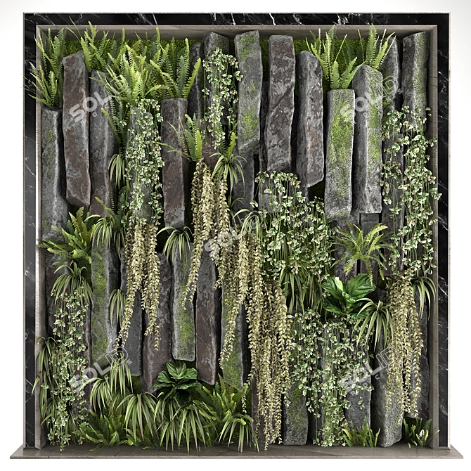 3D Decor Rocks Plants Set 3D model image 1