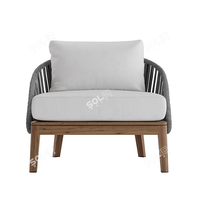 Teak & Tricord Lounge Chair 3D model image 4