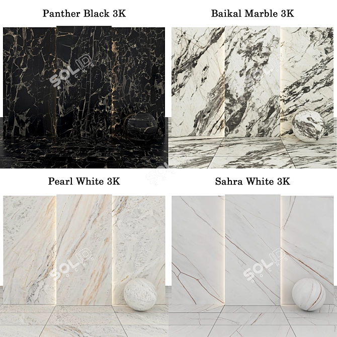 Marble Texture Collection Set 3D model image 2