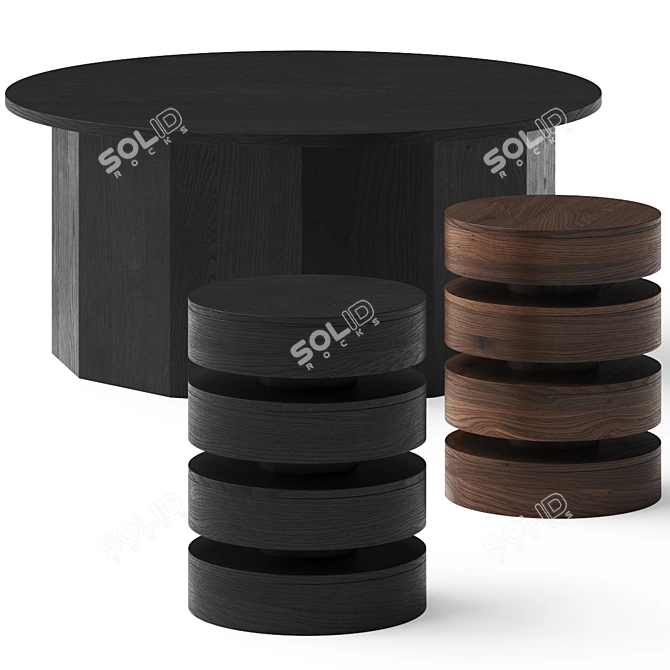 Modern Coffee and Side Tables 3D model image 1