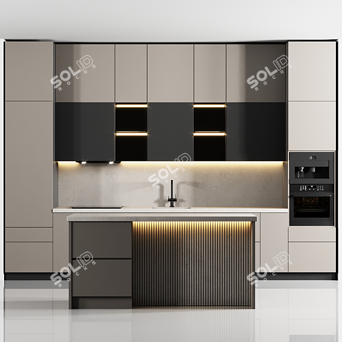  Modular Kitchen 3D Model 3D model image 1