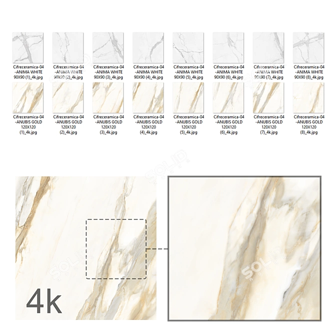 Marble BUNDLE: Calacatta Gold & Carrara White 3D model image 2