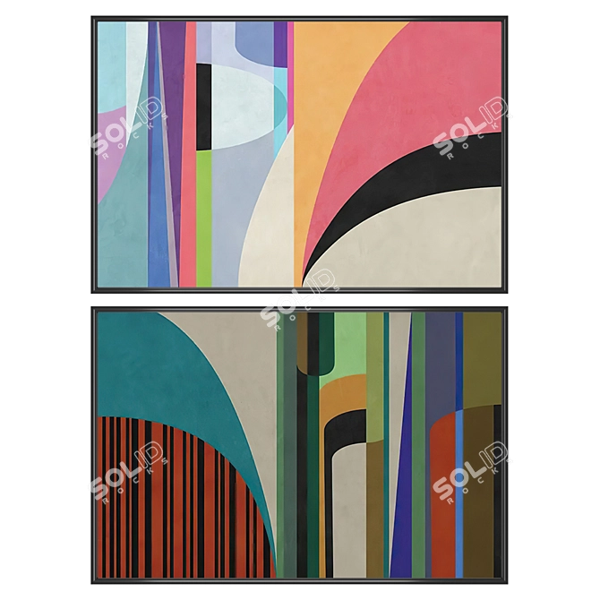  Set of 2 Paintings with 4 Frame Options 3D model image 1