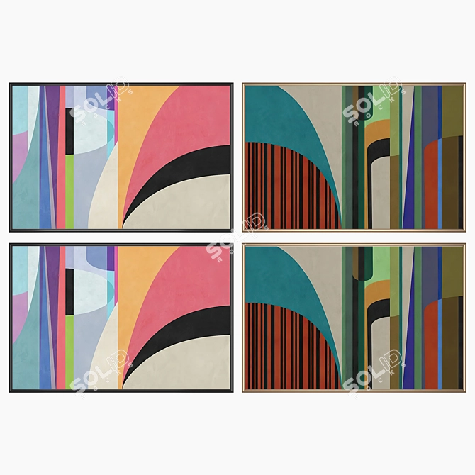  Set of 2 Paintings with 4 Frame Options 3D model image 2