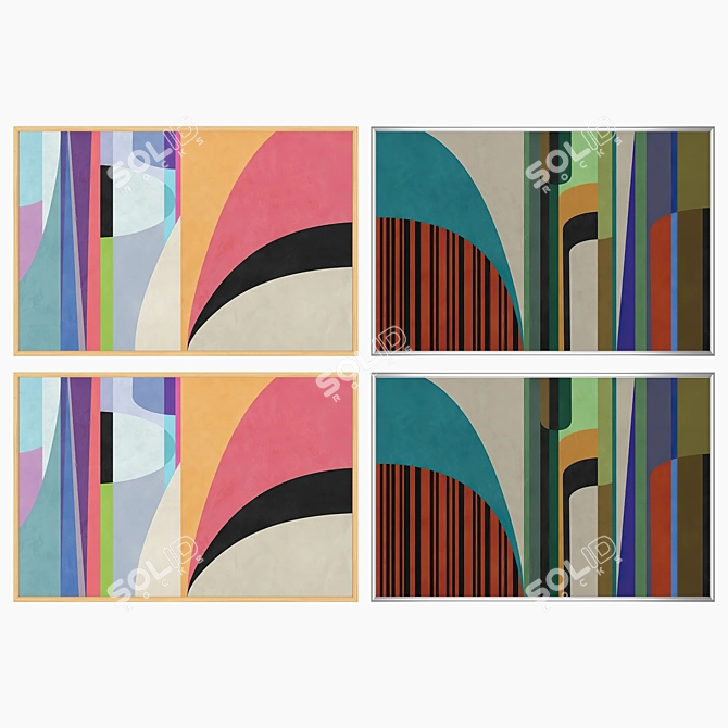  Set of 2 Paintings with 4 Frame Options 3D model image 3