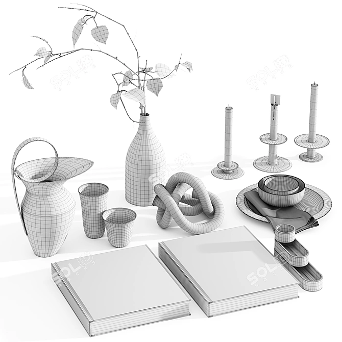 Eclectic Decor Set: Glass, Metal, Porcelain 3D model image 5