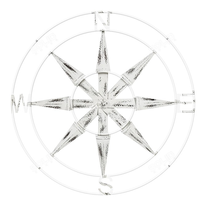 Metal Compass Wall Decor 3D model image 1