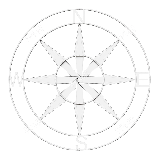 Metal Compass Wall Decor 3D model image 2