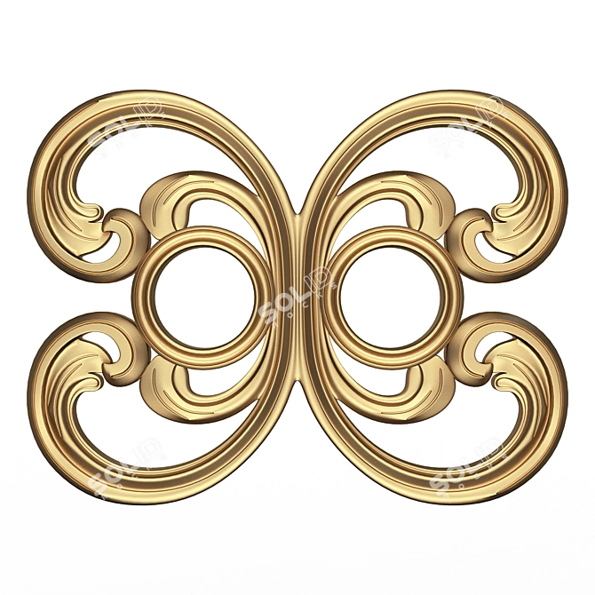 Hand-Carved Decorative Door Handle 3D model image 1