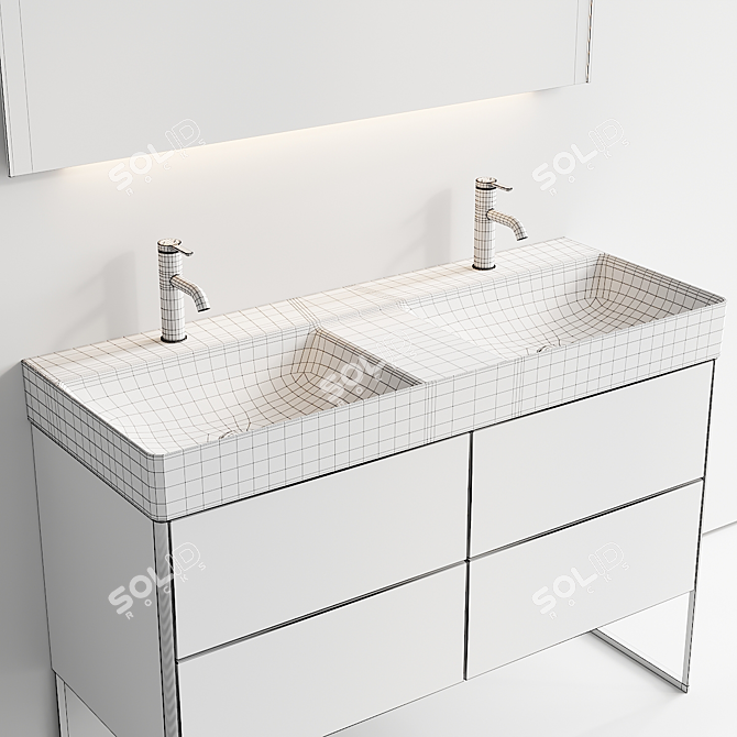 Modern Vanity Set with Mirror 3D model image 5