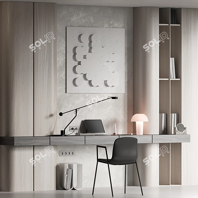 Modern Office Setup with Accessories 3D model image 1