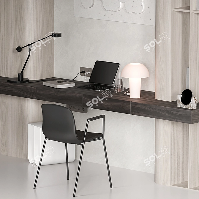 Modern Office Setup with Accessories 3D model image 2